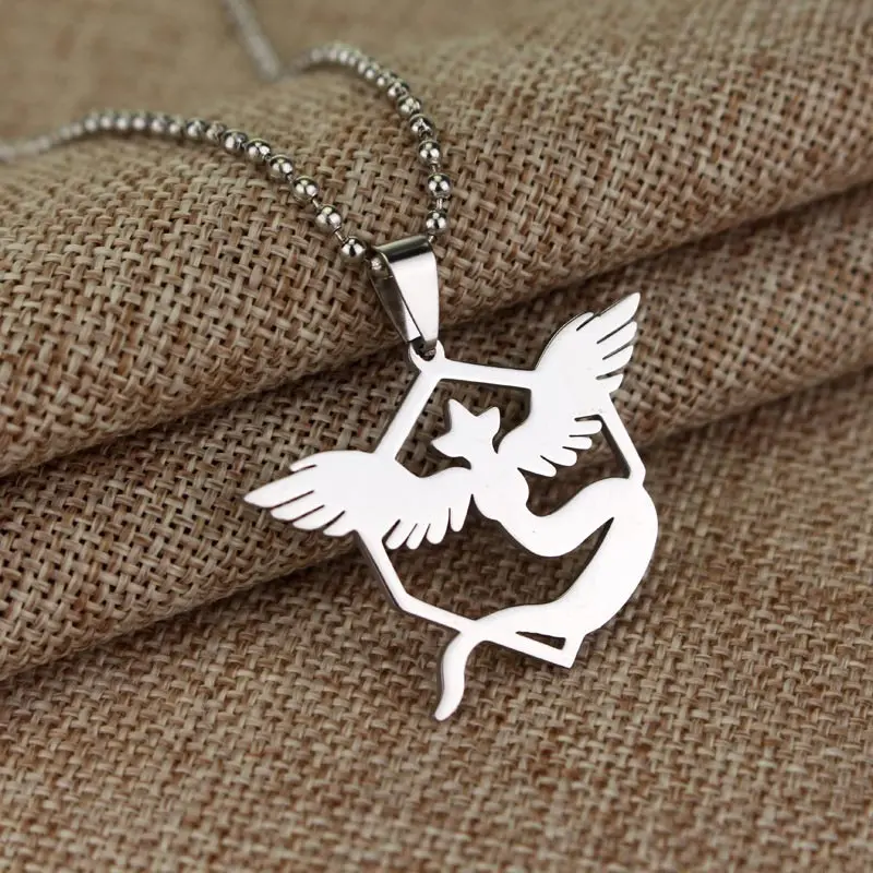 Stainless Steel  Pocket Monster Pendant Necklace Young Kids Popular Jewelry Three Goblins Animation Personality Men Women Gift