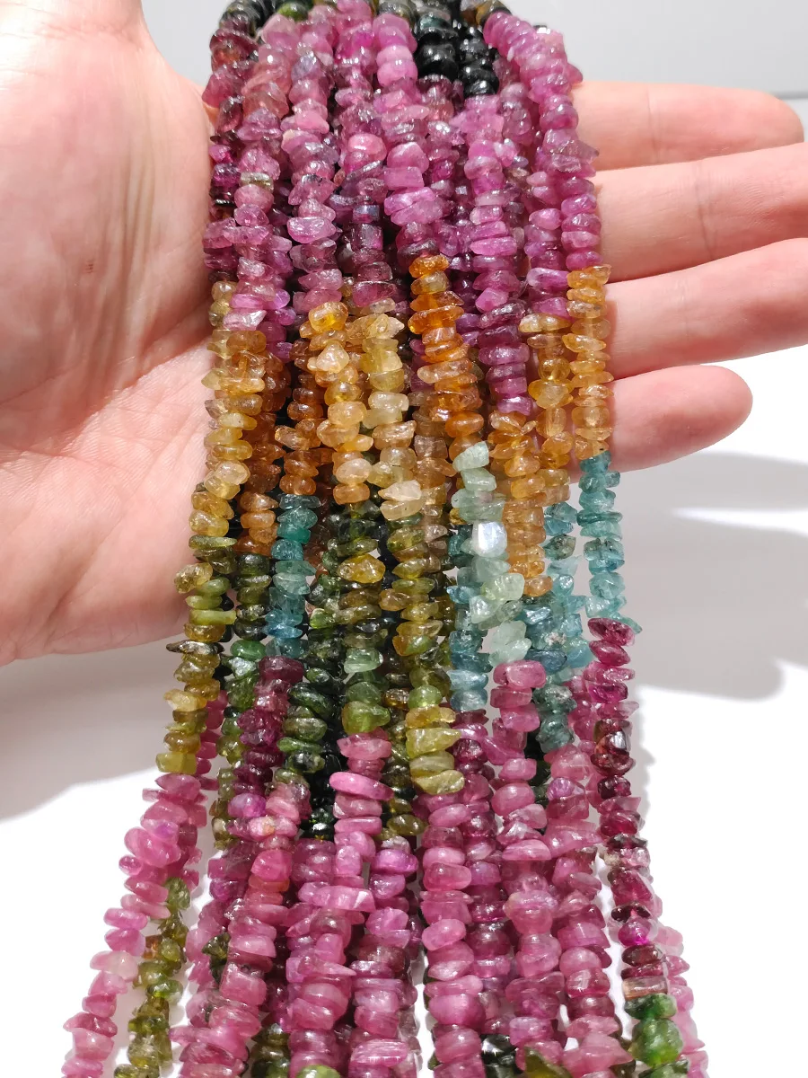 

Natural Colorful Tourmaline Stone Gravel Cylindrical Shape Loose Bead for Jewelry Making DIY Bracelet Accessories 15'' 5x7mm