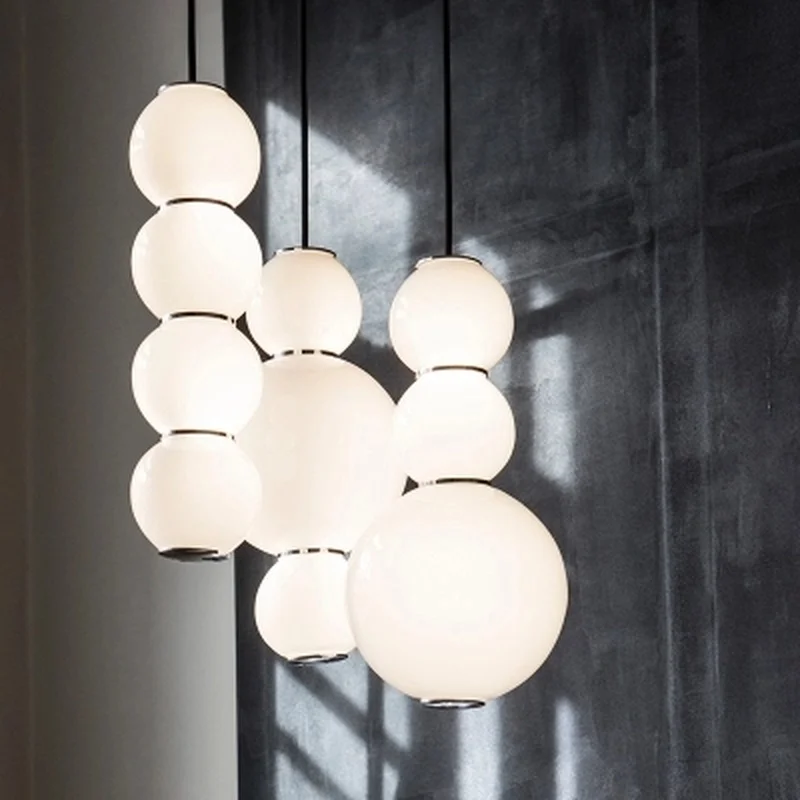 Nordic Modern Pearls Acrylic Pendant Lamp Living Room Bar Suspension Light Fixture Dinning Room White Acrylic Balls Lamp