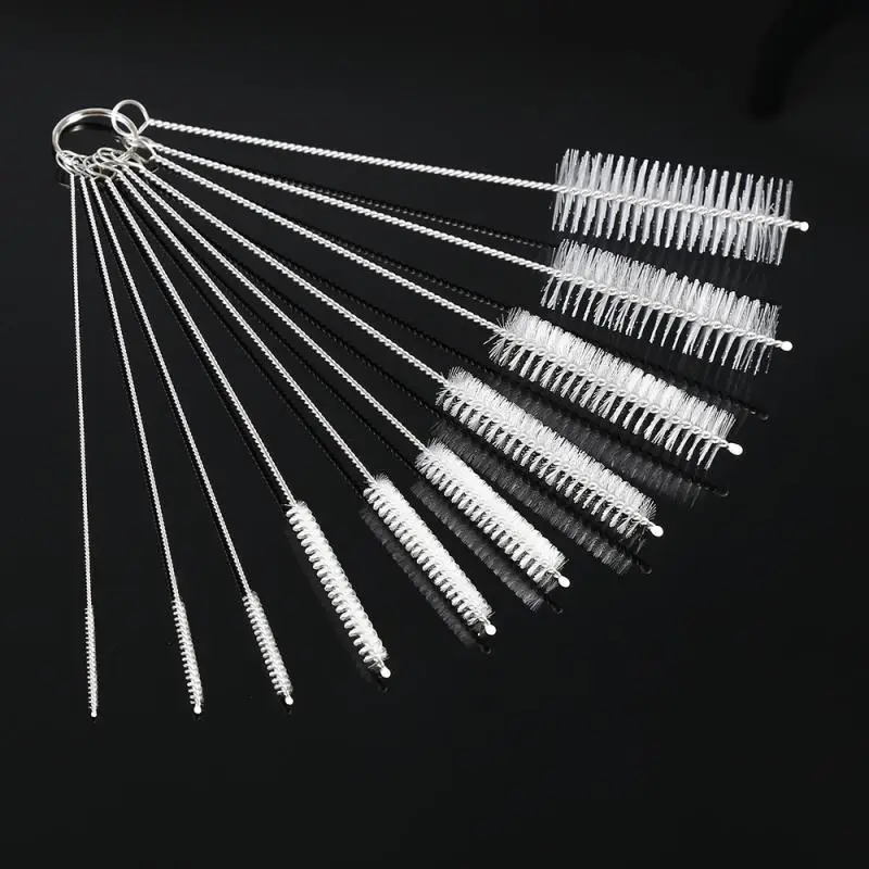 10pcs Kitchen Cleaning Brushes Nylon Bottle Straw Household Cleaning Brush Set Bristle Kit Tube Bottle Straw Cleaning Tools