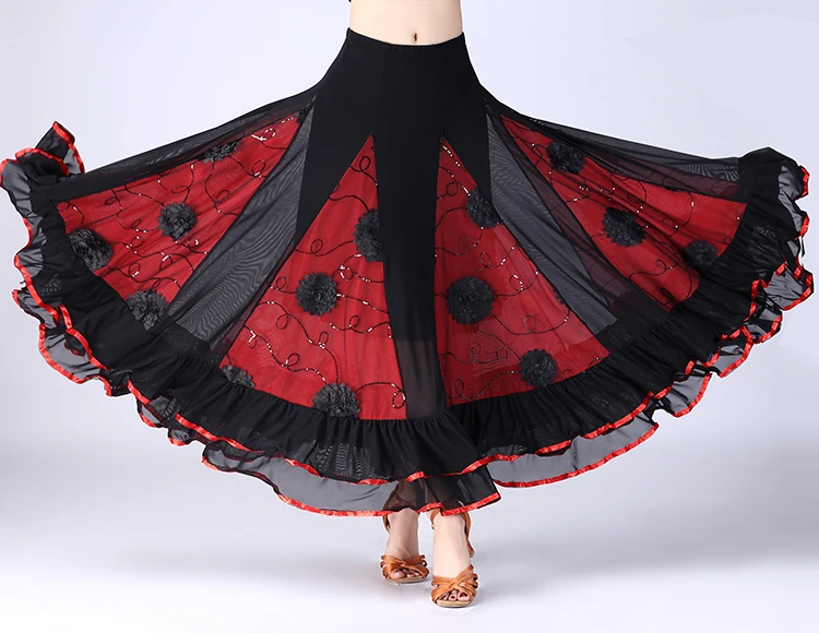 Women Modern Waltz Stage Performance Dancing Clothes Multi Color Practice Bust Dance Skirt Ballroom Tango Dance Wear Long Skirts