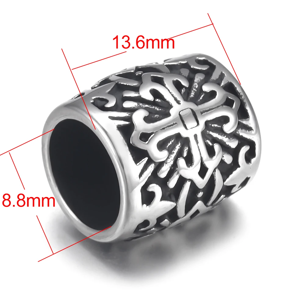 Stainless Steel Barrel Bead Cross Polished 8mm Large Hole Metal Beads Bracelet Charms for DIY Jewelry Making Accessories