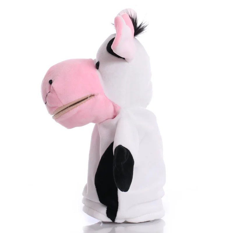 25cm Animal Hand Puppet Cute Cow Plush Toys Baby Educational Hand Puppets Cartoon Pretend Telling Story Doll for Children Kids