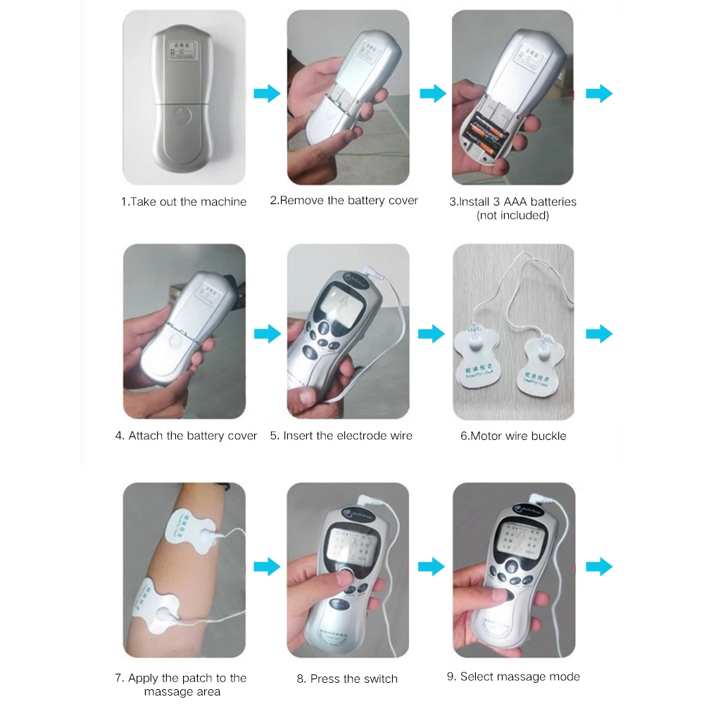 Tens Machine Herald estimulador muscular EMS, masajeador corporal de pulso de acupuntura, dispositivo de masaje de terapia de presión Digital,