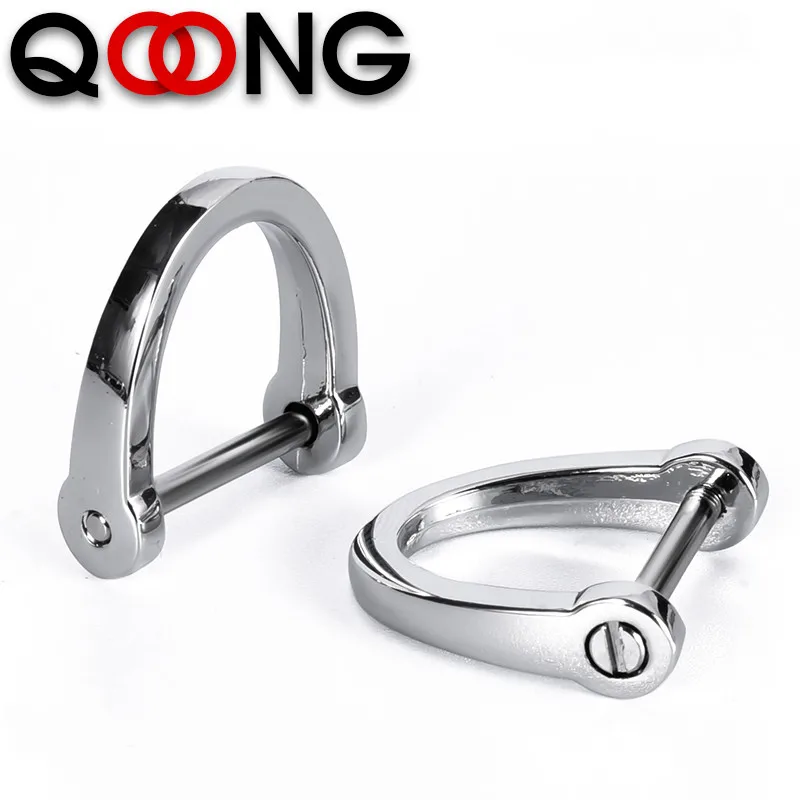 QOONG 2021 Stirrup Buckle Key Chain DIY keychain Accessories Give Away a Screwdriver Men Women Metal Car Key Ring Holder Q14