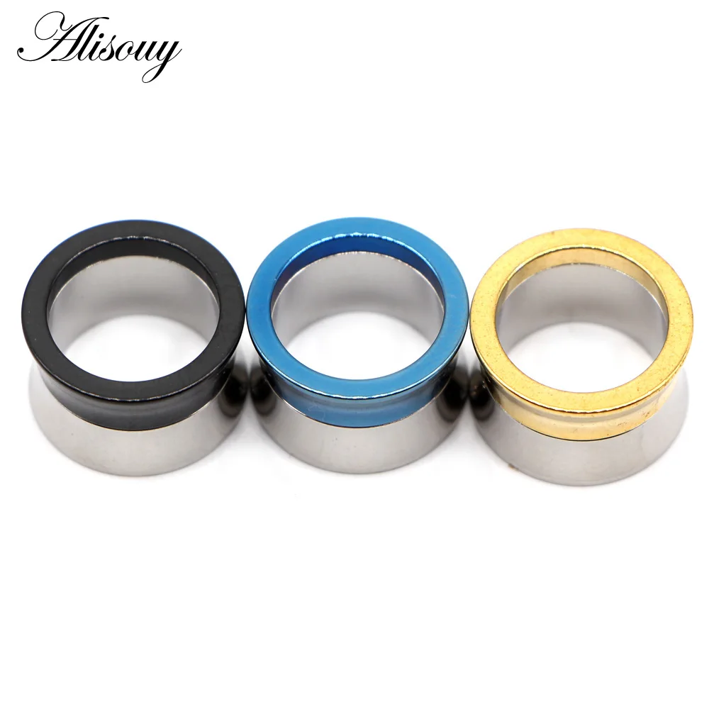 Alisouy 2PCS Punk Ear Plug Stainless Steel Screw Ear Gauges Double Flared Ear Flesh Tunnel Expanders Women Men Piercing Jewelry
