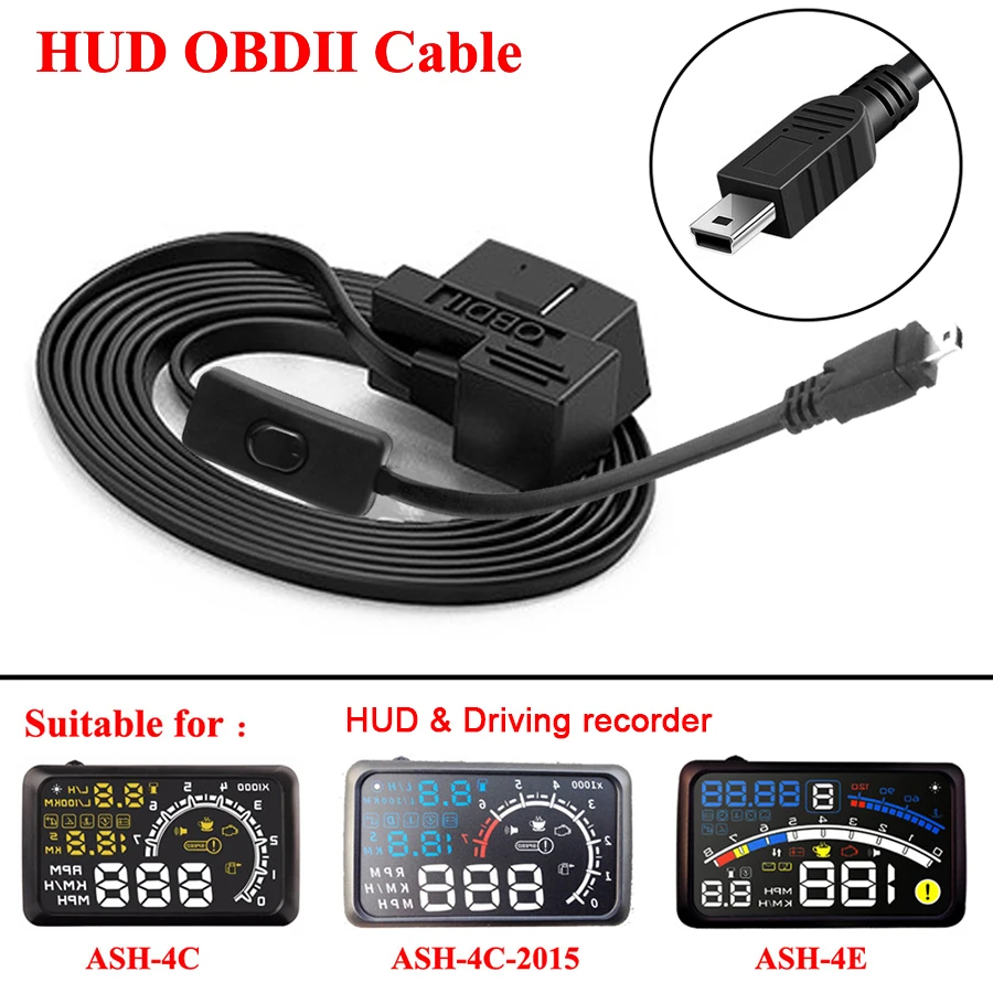 

16 Pin HUD Wire Cable Head Up Display OBD Switch Cable Auto Car Wire With Switch OBD2 Driving recorder Cable 180mm