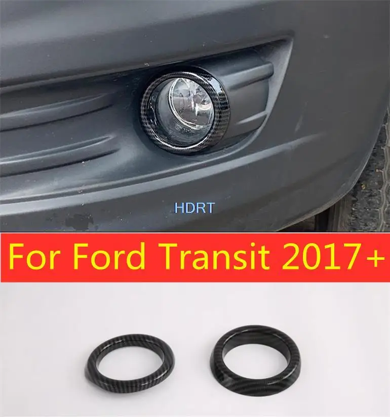 Fit For Ford Transit 2017 2018 2019 Carbon Fiber Styling ABS chrome Car Front Fog light Ring Hood Cover Trim Styling Sticker