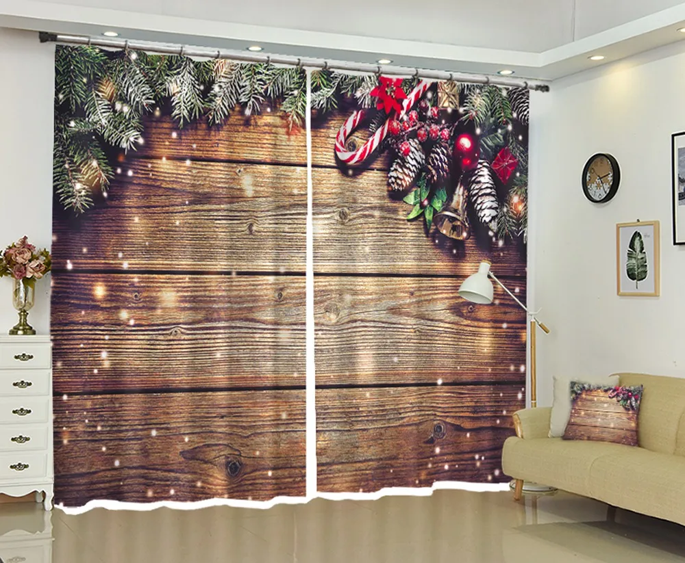 Christmas Style Luxury Blackout 3D Window Curtain for Living Room Kids Bedroom Drapes  Customized Size