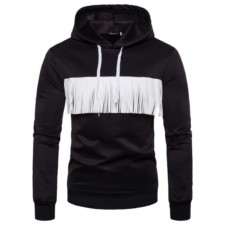 Europe/US Size Colorblock Hoodies Sweatshirts Male New Autumn Tassel Hip Hop Hooded Pullovers Men/Women Fashion Sweatshirts