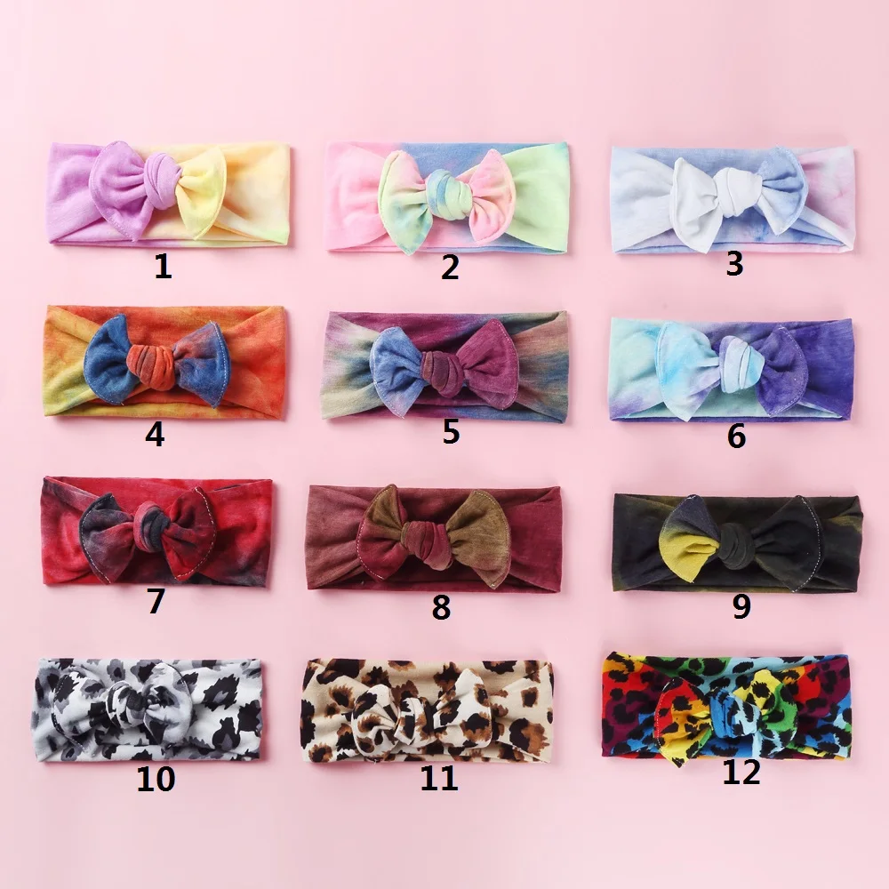 

24pc/lot Newborn Tie Dye Prints Baby Headbands,Tie Dye Knot Bows Knit Headband,Girls Leopard Turban,Kids Girls Hair Accessories