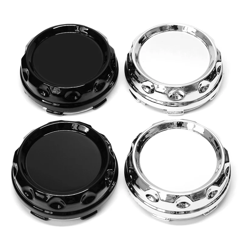 4Pcs 60mm Black Silver Chrome ABS Auto Car Wheel Center Hub Caps Cover Hubcap Automobile Rim Hub Dust-proof Decoration Badge