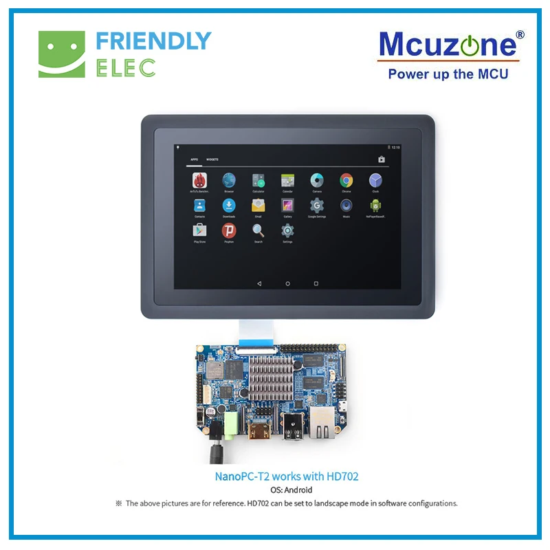 Tela lcd capacitiva de toque de 7 polegadas, 800x1280 (hd702), suporte t2/t3/smart4418/6818/tiny4412