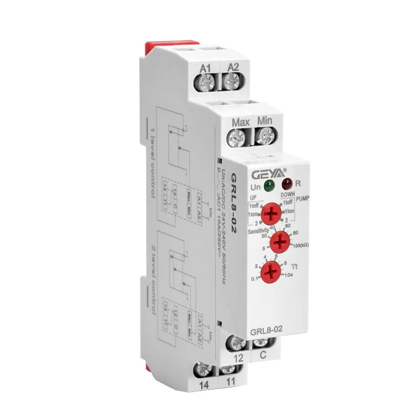 GRL8 Water Level Relay Electronic Liquid Level Controller 10A AC/DC24V-240V Liquid Level Control Relay Din Rail