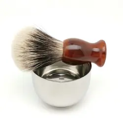 Teyo dois banda silvertip melhor texugo cabelo escova de barbear e copo de barbear conjunto perfeito para o homem molhado barbear creme dupla borda navalha