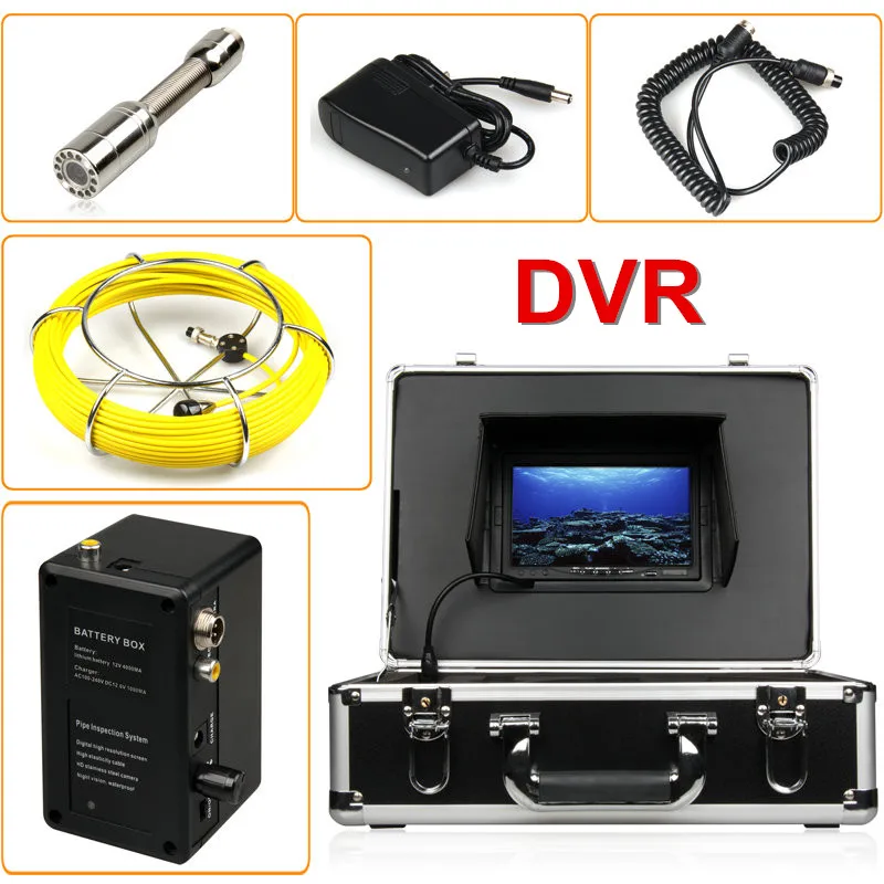 

20m Cable 23mm Pipe Inspection Camera 7inch LCD Drain Sewer Industrial Endoscope Plumbing System With DVR Video Recorder 12 LEDS