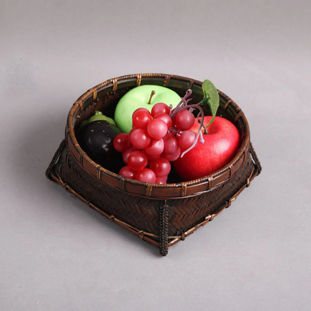 

Chinese Traditional Style Handmade Bamboo Storage Basket For Tea Set Fruit Cake Dessert Groceries Retro Bamboo Storage Container