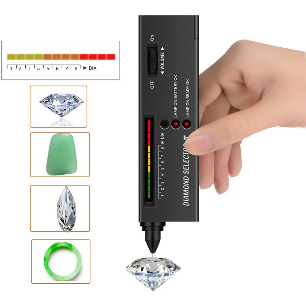 Diamond Gems Tester Pen Portable Gemstone Selector Tool LED Indicator Accurate Reliable Jewelry Test Tool High Accuracy