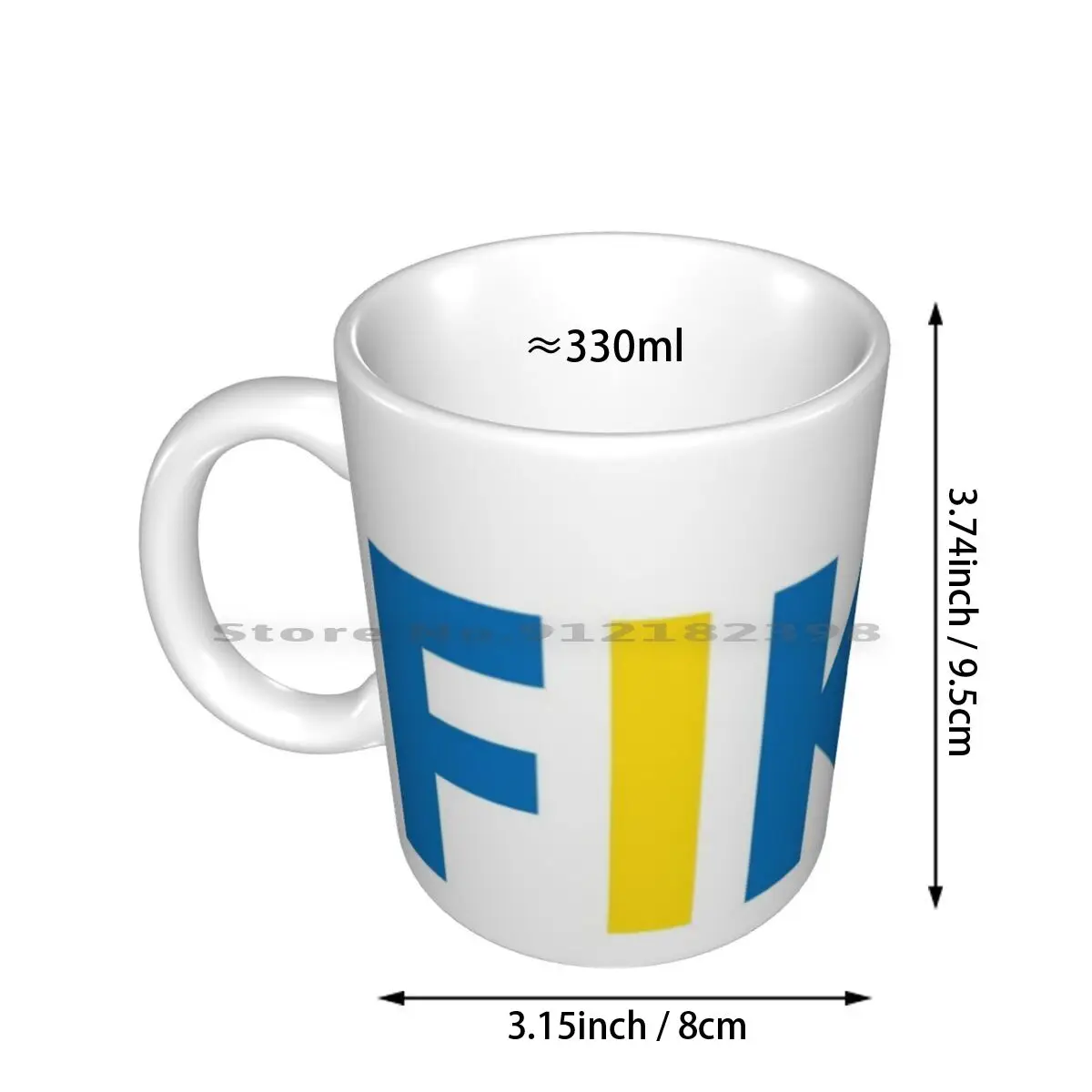 Fika Ceramic Mugs Coffee Cups Milk Tea Mug Fika Swedish Sweden Sverige Blue Yellow Typography Coffee Svensk Hygge Relax Social