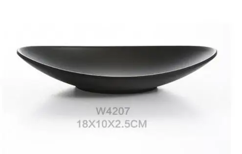 Black Plastic Melamine Dish Tableware Boat Ship Shape Fastfood Sushi Pickle Dish Restaurant Dinner Appetizer Plate