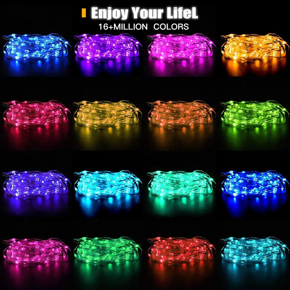 USB Copper Wire Lights Smart APP Bluetooth-compatible RGB Fairy String Light 5M/10M/20M High Quality 50-200LED Waterproof Lights