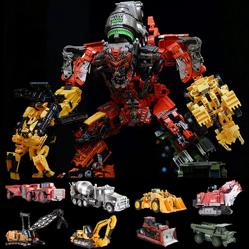 AOYI Cool 8 IN 1 Devastator Transformation Toys Boy Oversize Alloy Predaking Robot Car Engineering Vehicle Kids Adult Gift