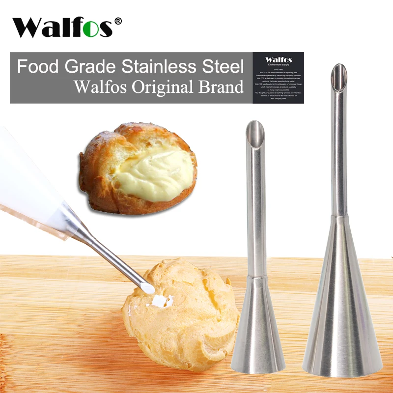 WALFOS 2pcs Puff Nozzle Tip Confectionery Cake Stainless Steel Cupcake Puffs Injection Tool Russian Icing Piping Baking Tools