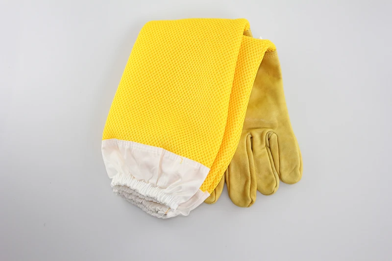 Anti bee gloves yellow sheepskin gloves long mesh breathable hollow bees sting out special products wholesale beekeeping