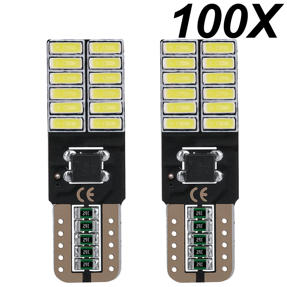 

100PCS W5W Led Bulb T10 Led 501 194 12V 4014SMD Car Led Signal Lamp Clearance Lights Reading Lights Interior Light White Yellow