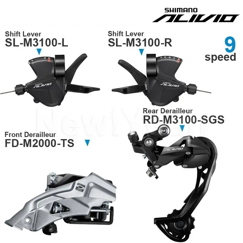 SHIMANO ALIVIO M3100 3x9v Groupset M3100 3x9 speed Shifter REAR DERAILLEUR and M2000 Front  DERAILLEUR for MTB Original parts