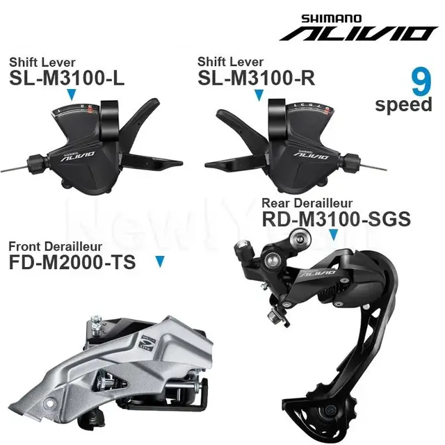 SHIMANO ALIVIO M3100 3x9v Groupset M3100 3x9 speed Shifter REAR DERAILLEUR and M2000 Front DERAILLEUR for MTB Original parts