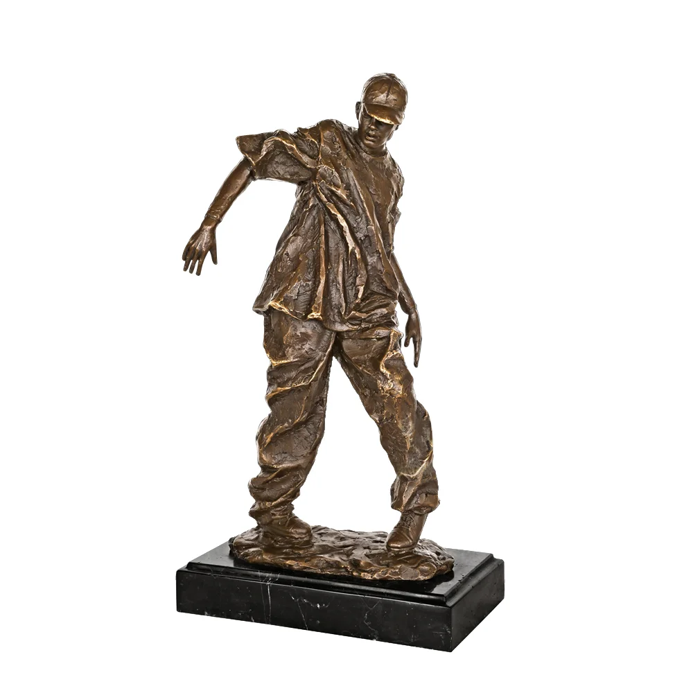 Street Dance Boy Statue Sculpture Bronze Modern Art Marble Base Hot Casting Wonderful Home Decor Gifts