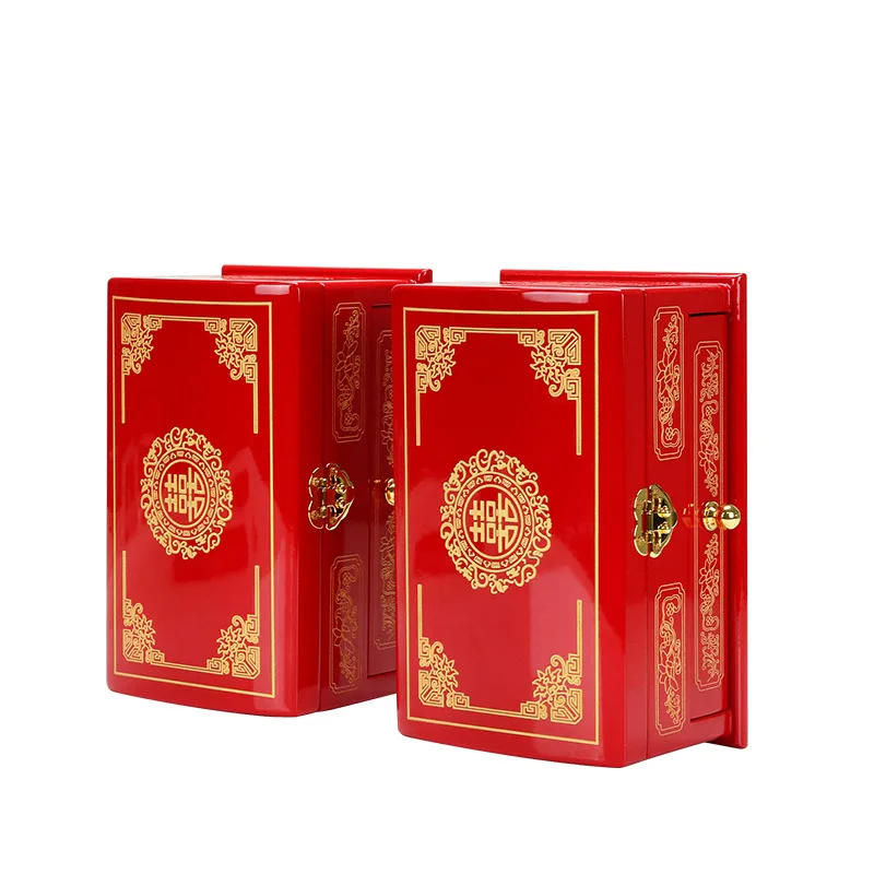 New Jewelry Box Wedding Gold Jewelry Box Ring Earrings Dowry Nine Treasure Box Festive Packing Box Spot