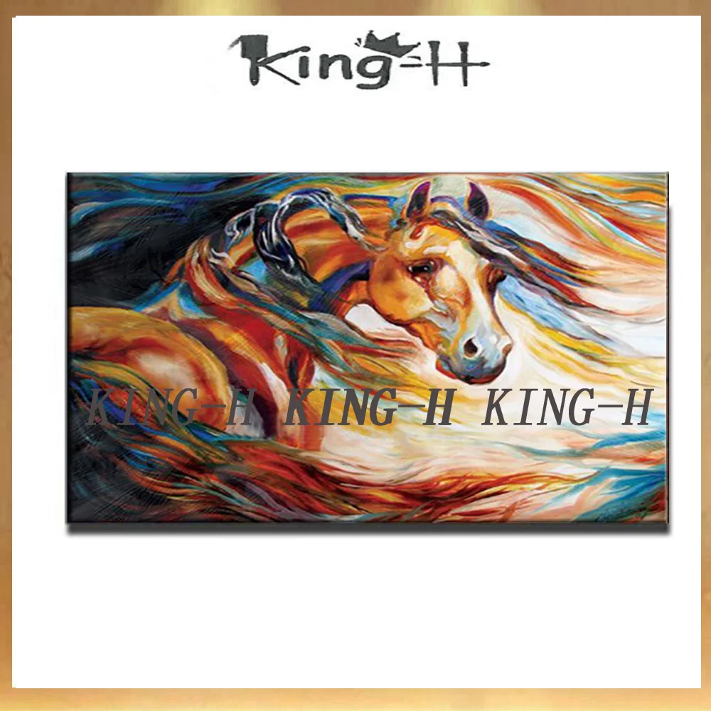 

Manual modern creative painting art painting animals red horse knight of abstract art oil painting, the family decorated hall so