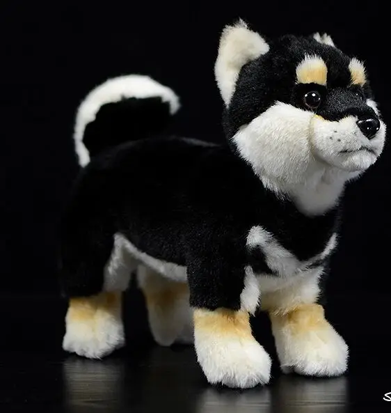 

lifelike toy black Shiba inu plush toy about 28x20cm soft dog doll baby toy Christmas gift h1287