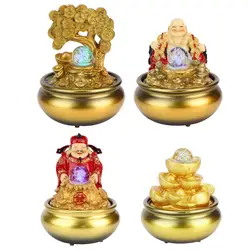 LED Water Desktop Fountain Innovative Resin  Feng Shui Transfer Ball Waterfall  Crafts For Home Office Landscape Decor