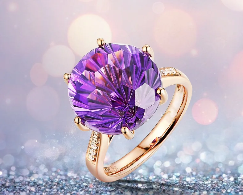 QTT Silver Color Ring for Women Eternity Purple CZ Rose Gold Rings Trendy Big Crystal Lovely Ring Open Resizable  Vintage Ring