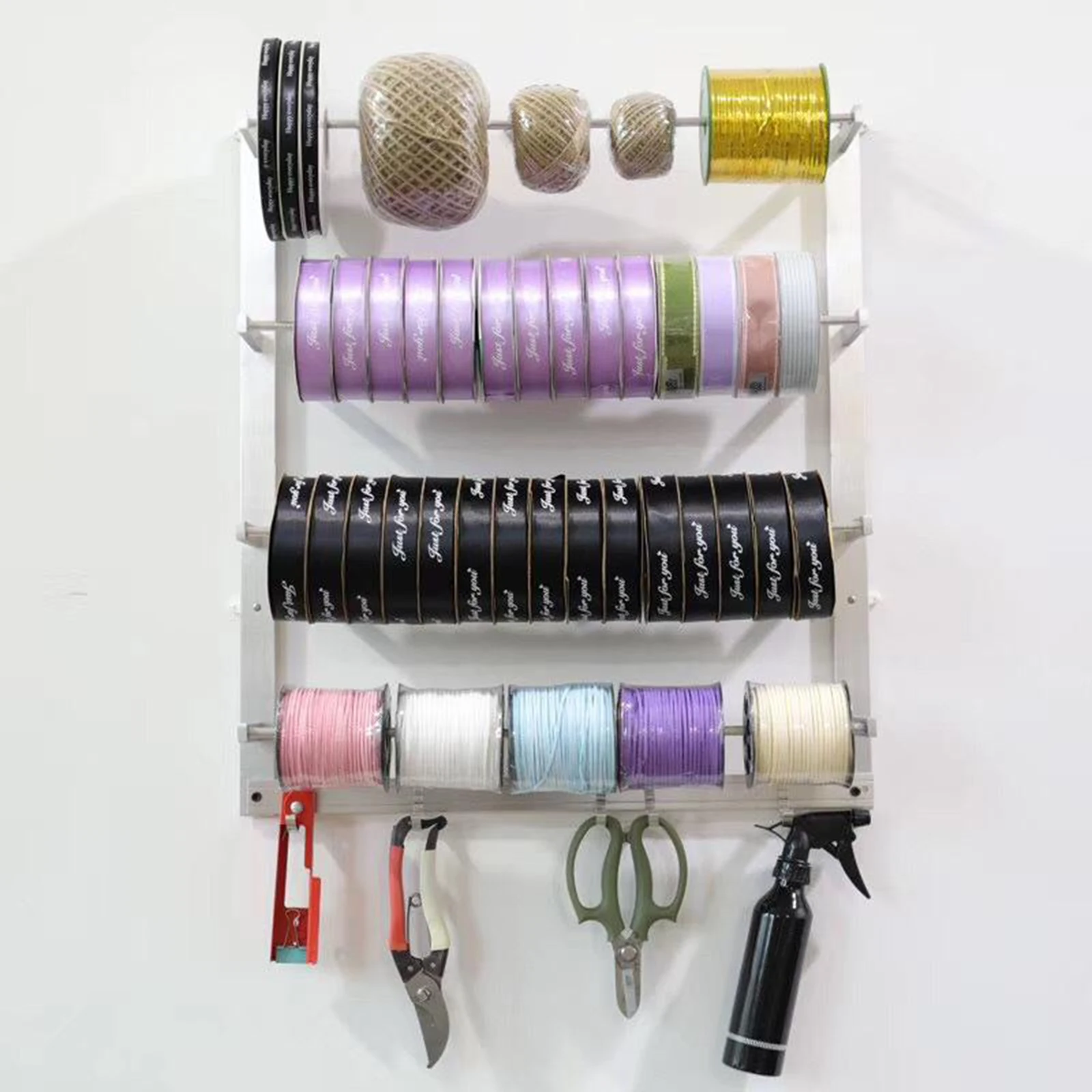 Wall Mount Ribbon Organizer Storage Display Wire Spool Rack Key Holder Sundries Embroidery Sewing Thread Holder Tabletop Spool