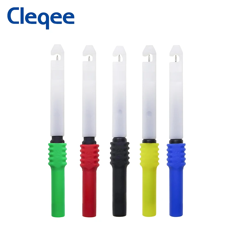Cleqee P30009 5 قطعة عودة مسبار كيت السلامة ثقب تحقيقات ، السيارات التشخيص اختبار إبر مع 4 مللي متر جاك