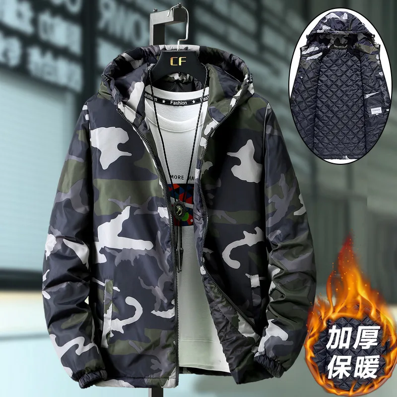 

Camouflage Cotton-padded Jackets Men Hooded Causal Long Sleeve Zipper Coat Army Tactical Military Jackets Men Jacket Clothing