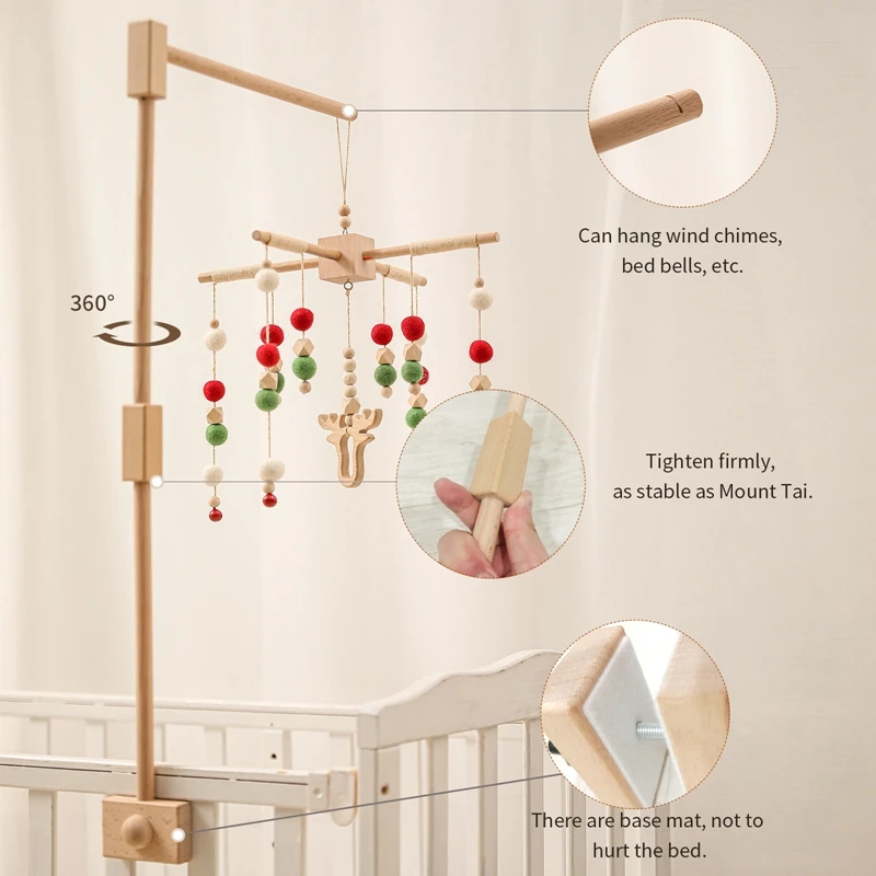Деревянный мобильный подвесной кронштейн для кроватки для новорожденных