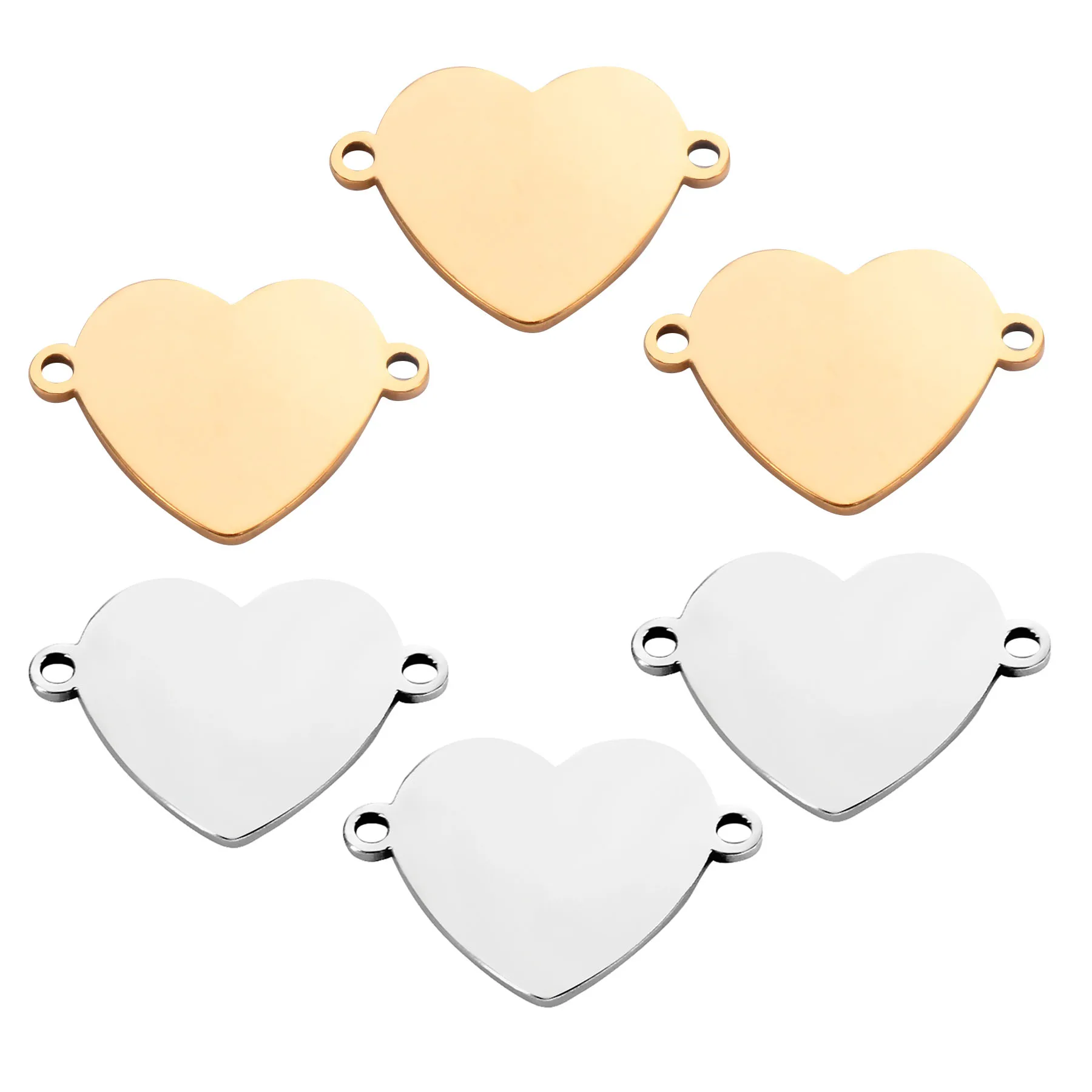 20 Stück/Lot Edelstahl 13x18mm Herz-Verbinder-Anhänger für DIY Armband Halskette Schmuckherstellung Geschenk – Detail 4