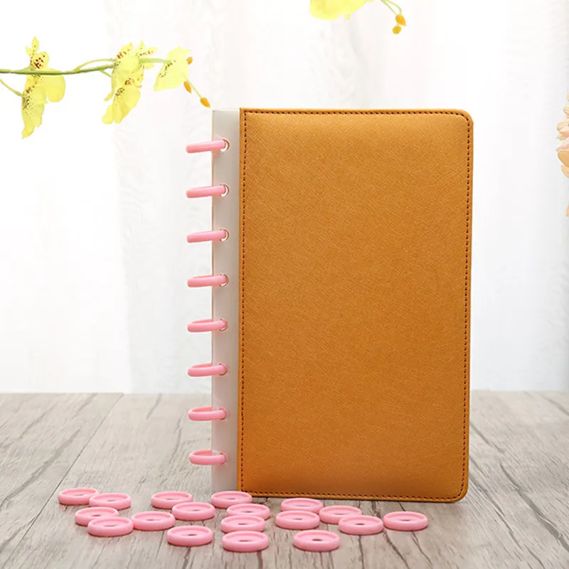 30/50/100 قطعة الصلبة القلب الموثق خواتم لأجهزة الكمبيوتر المحمولة 24 مللي متر لتقوم بها بنفسك سعيد مخطط القرص فضفاض ورقة الفطر المجلدات لسكرابوكينغ