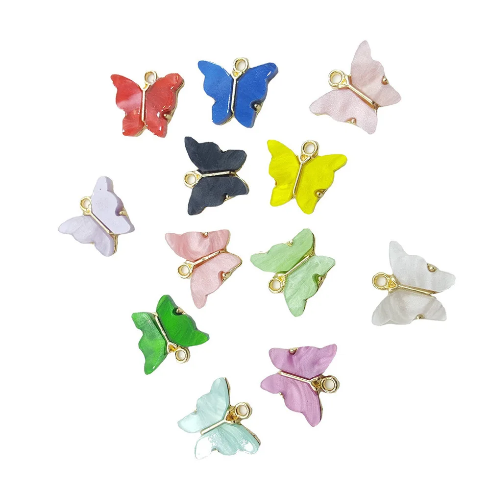 100PC/lot Mix Colors Butterfly Pendant Hang Charms DIY Jewelrys For Bracelet Necklace Making