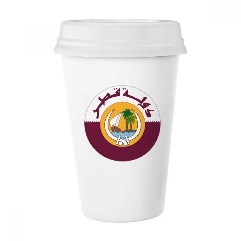 Qatar Asia National Emblem Classic Mug White Pottery Ceramic Cup Gift 350 ml