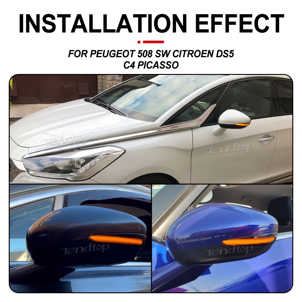 Dynamic LED Turn Signal Light Side Marker Lamp Amber For Peugeot 508 SW 2010-2017 For Citroen DS5 C4 Grand Picasso II 2011-2017