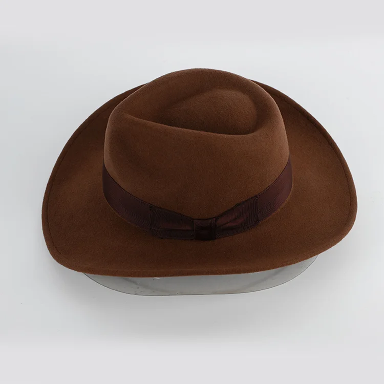 X4008  Unisex Wool Fedora Hat Wide Band Felt Wool Fedora Hat Riding Cowboy Hats Mens Fedora Hats