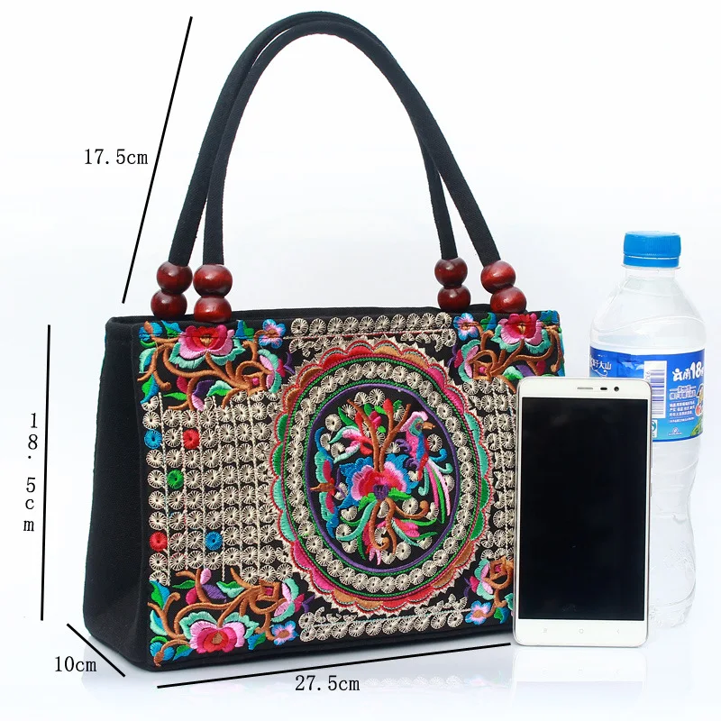 National Wind Totes Bags Women Large Capacity Embroidery Handbags Shoulder Bag Female Retro Daily Totes Lady Elegant Handbags