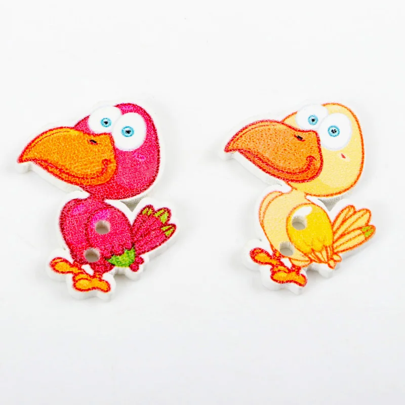 fashion Woodpecker painted Wooden decorative Buttons for Scrapbooking Craft Sewing Supplies 20x28mm 30pcs