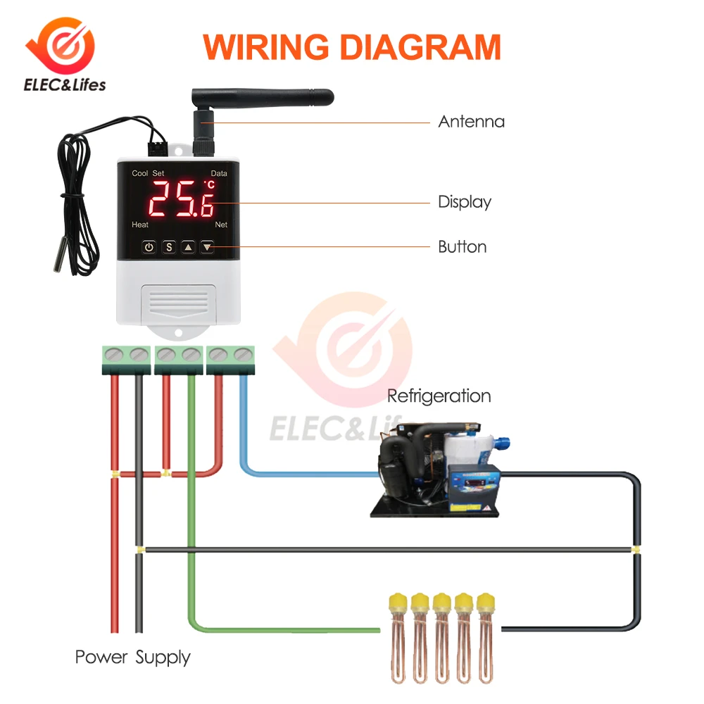 DTC1201 AC 110V 220V Digital Thermostat NTC Sensor LCD Display WiFi Temperature Controller Thermoregulator For heating cooling